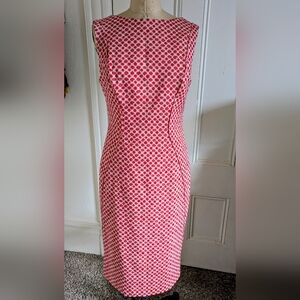 Lela Rose Red and White Polka Dot Midi Shift Dress